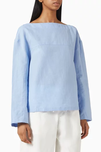Boatneck Top in Linen Blend