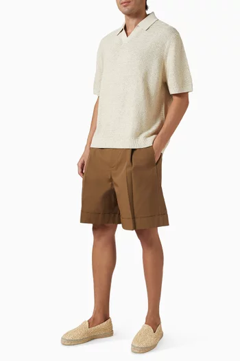 Pleated Cuffed Chino Shorts in Cotton-twill