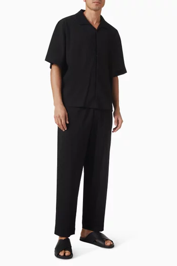 Relaxed-fit Tapered Pants in Crinkled Jersey