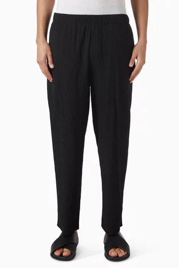 Relaxed-fit Tapered Pants in Crinkled Jersey