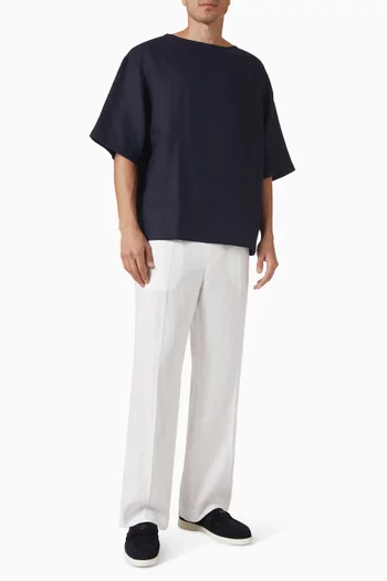 Boat-neck T-shirt in Linen