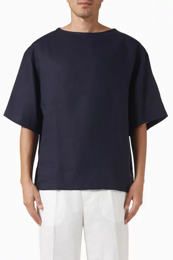 Boat-neck T-shirt in Linen