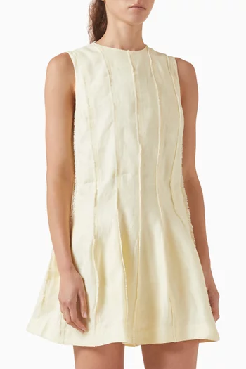Pleated Mini Dress in Linen