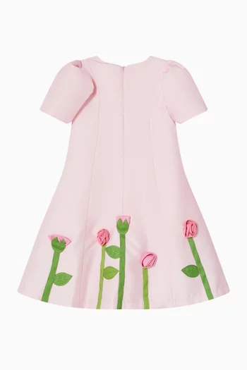 3D Rose Appliques Dress