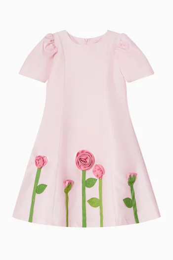 3D Rose Appliques Dress