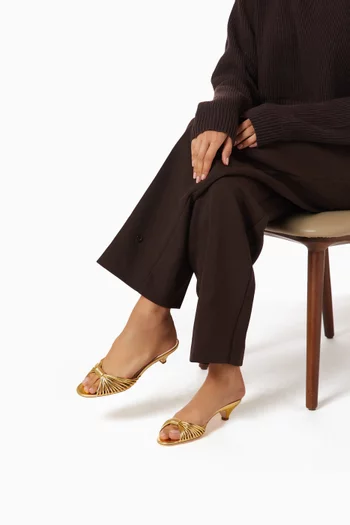 Dixie 40 Mule Sandals in Metallic Leather