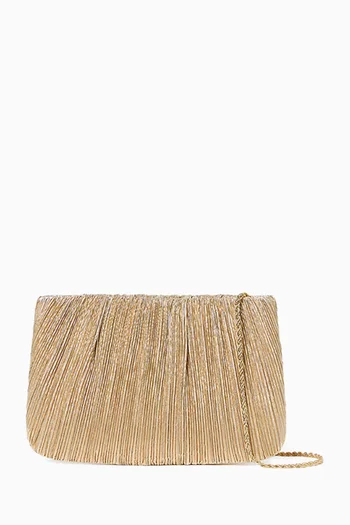 Small Brit Pleated Clutch in Metallic Lamé