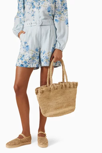 Medium Cyrus Tote Bag in Raffia