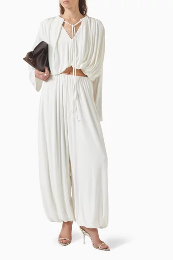 Olive Wide-leg Pants in Modal Jersey