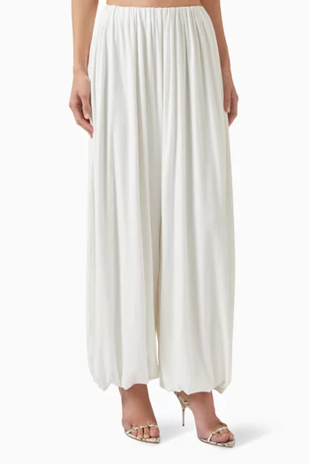 Olive Wide-leg Pants in Modal Jersey