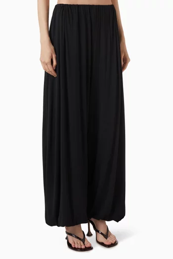 Olive Wide-leg Pants in Modal Jersey