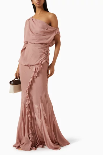 Romantic Ruffle Maxi Skirt in Silk