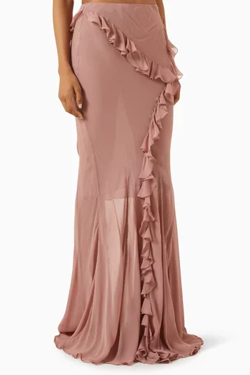 Romantic Ruffle Maxi Skirt in Silk