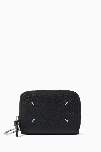 Four Stitches Zip Coinholder in Leather