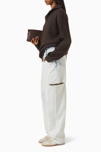 Bleached Cut-out Jeans in Denim