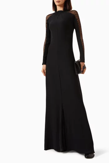 Mesh-effect Maxi Dress in Silk