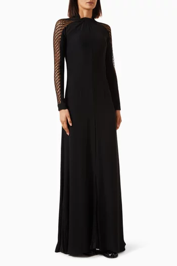 Mesh-effect Maxi Dress in Silk