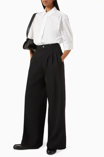 Wide-leg Pants in Wool Gabardine