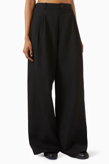 Wide-leg Pants in Wool Gabardine