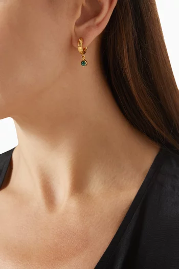 Mini Non-Conformist Malachite Hoop Earrings in 18kt Gold Vermeil