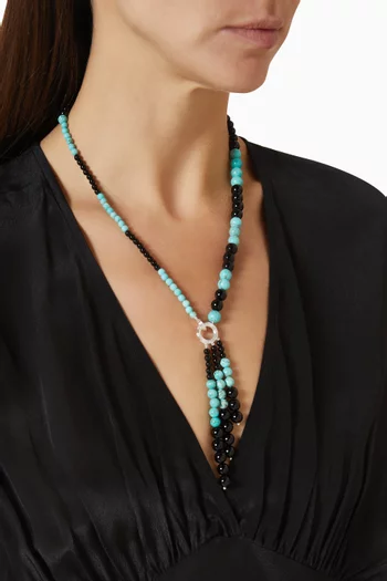 Onda Onyx & Turquoise Necklace in Sterling Silver