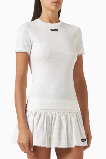 Logo Ribbed T-shirt in Cotton