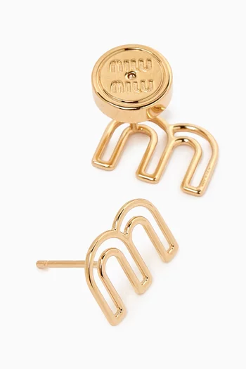 Logo Stud Earrings in Brass