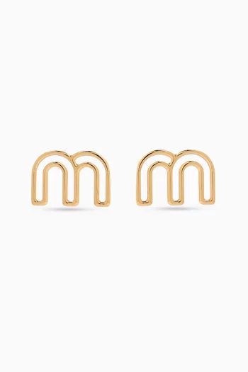 Logo Stud Earrings in Brass