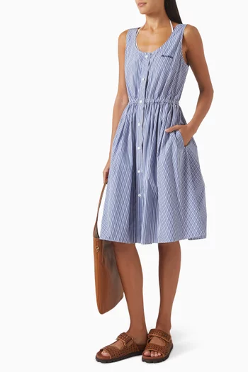 Vertical Stripe Mini Dress in Cotton-poplin