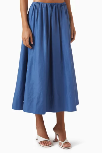 Imogen Pull-on Midi Skirt in Linen-blend