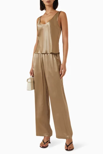 U Tank Top in Silk Satin