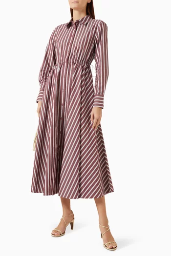 Anika Striped Shirt Dress in Cotton-poplin