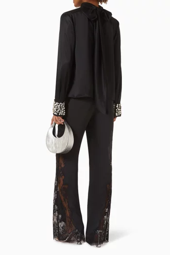 Veronica Crystal-embellished Top in Satin