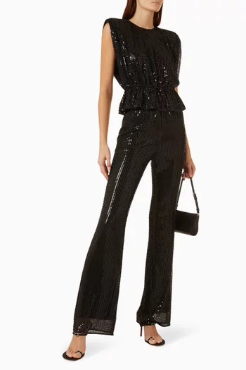 Gemma Beaded Flared Pants in Mesh
