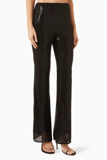 Gemma Beaded Flared Pants in Mesh