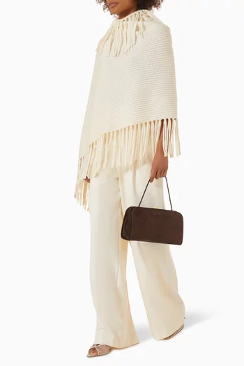Anais Fringed Wrap Poncho in Wool-cashmere