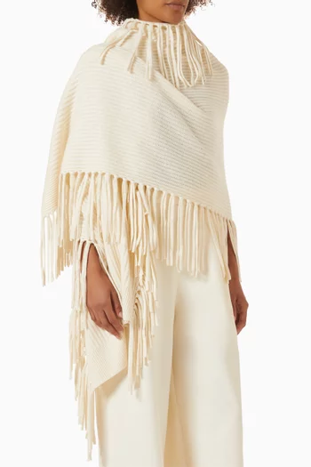 Anais Fringed Wrap Poncho in Wool-cashmere