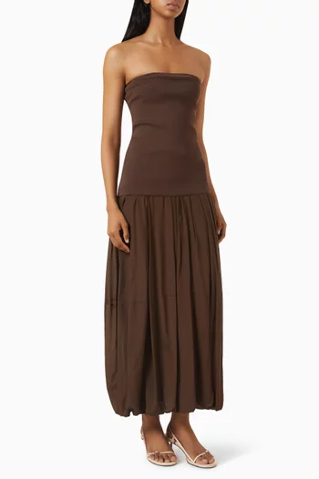 Strapless Balloon Hem Maxi Dress
