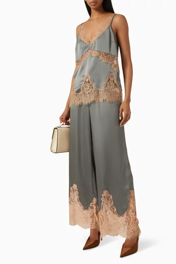 Mitsu Lace-trim Camisole Top in Satin