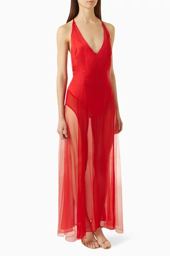 Olympia Sheer-skirt Dress in Viscose