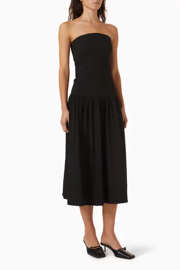 Gathered Dress in Organic Cotton Blend