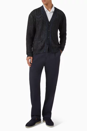 Greek Key Motif Cardigan in Wool-blend