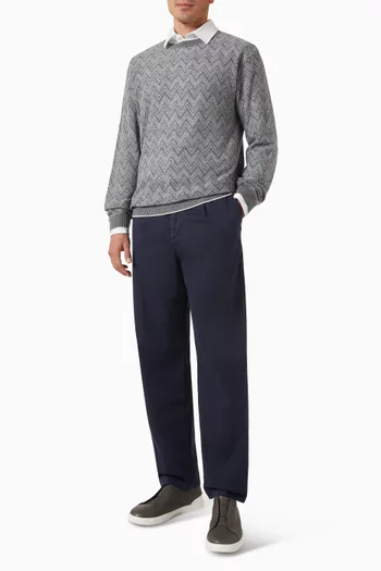 Zig Zag Crewneck Sweater in Knit