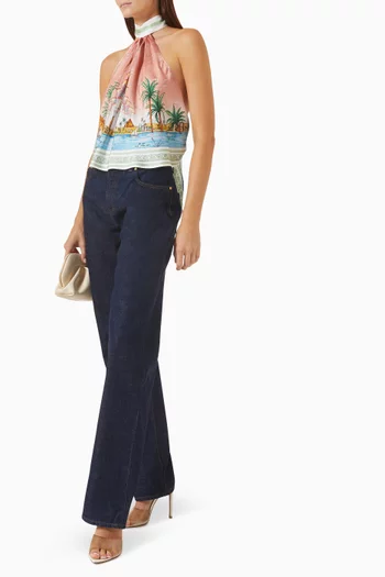 Monogram Scarf Top in Silk