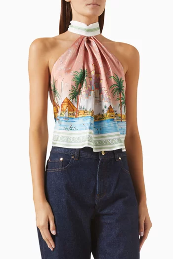 Monogram Scarf Top in Silk