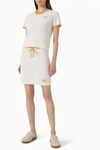 Tuck Stitch Mini Skirt in Lace-knit