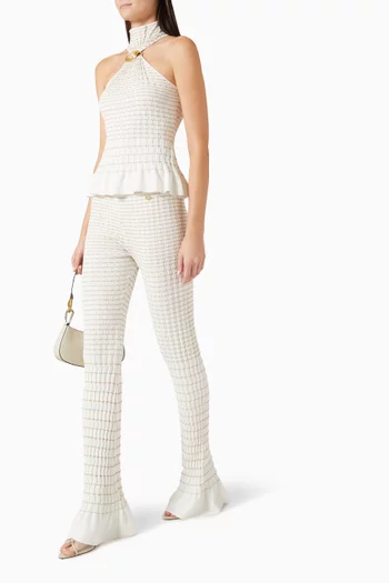 Pleated Mosaic Flared Pants