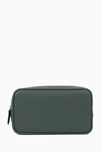 Double Zip Toiletry Bag in Panama Leather