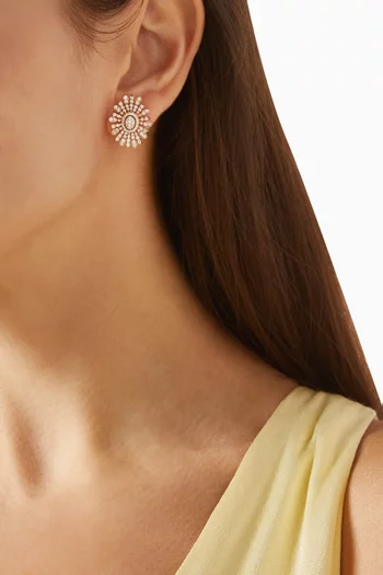Barq Oval Diamond Earrings in 18kt Rose Gold