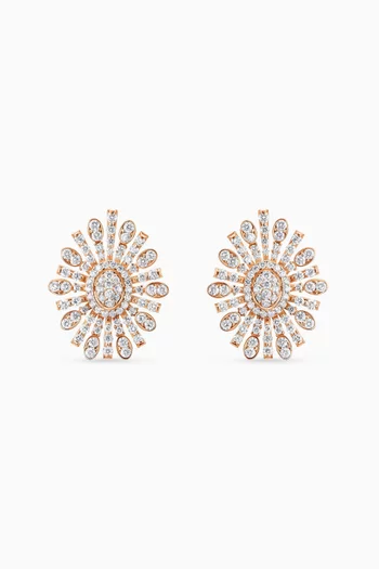 Barq Oval Diamond Earrings in 18kt Rose Gold